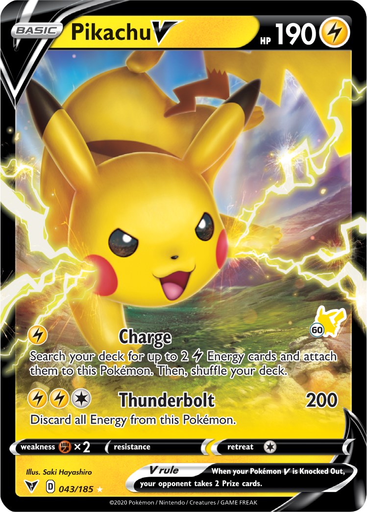 Pikachu V - 043/185 (#60 Pikachu Stamped)