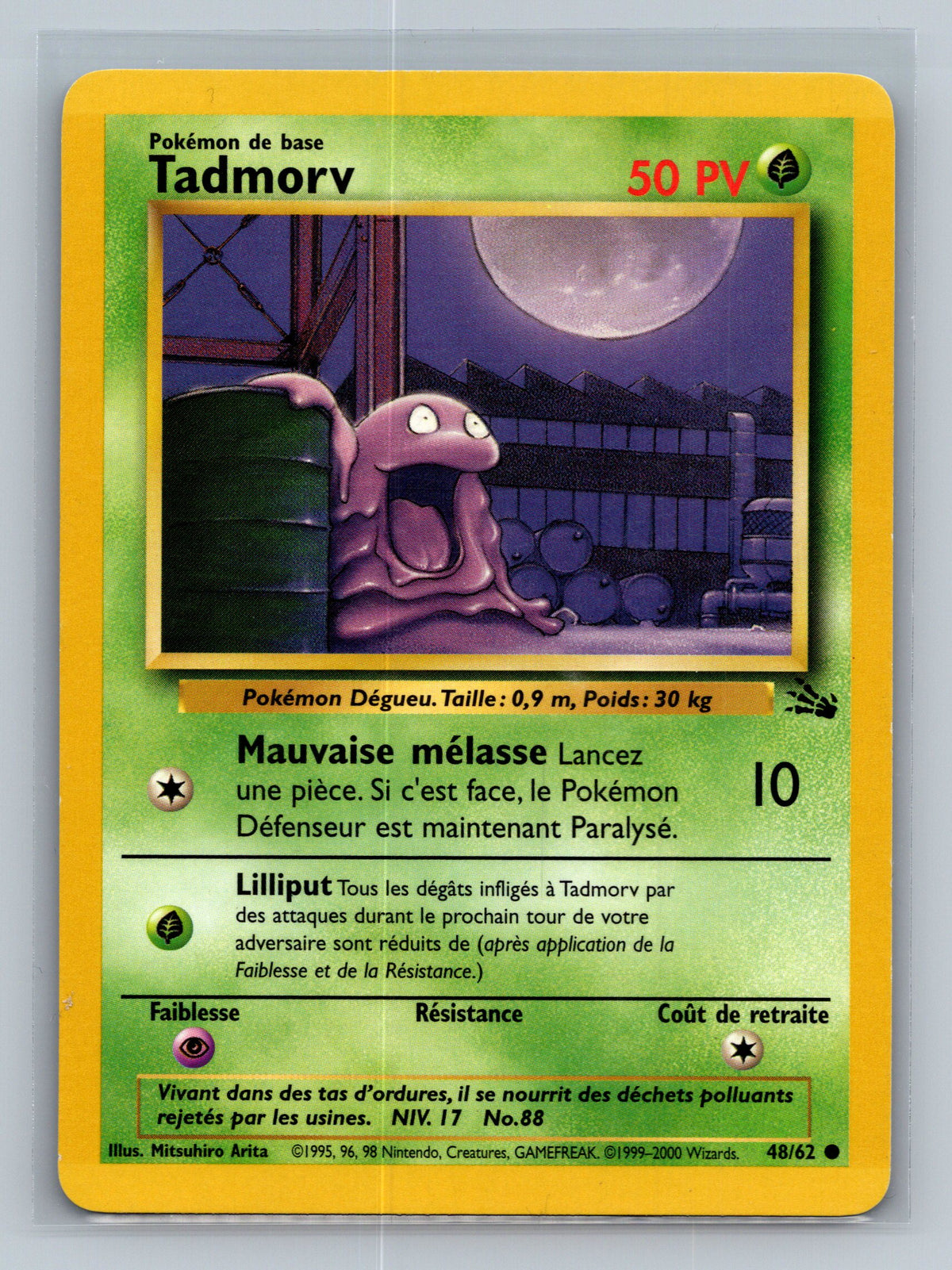 Grimer 48/62 FO Pokemon Card German Unlimited Moderately Played