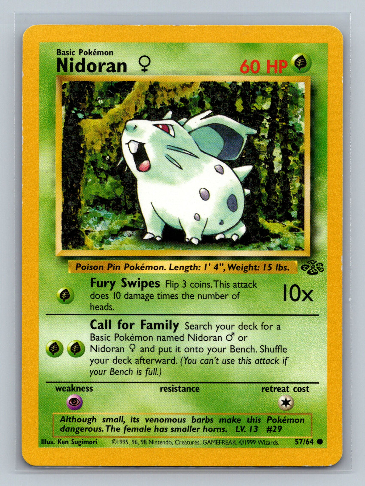 Nidoran F 57/64 JU Pokemon Card English Unlimited Lightly Played