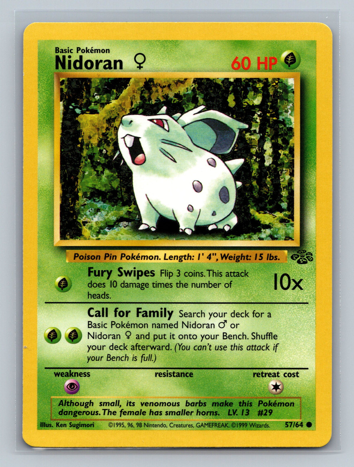 Nidoran F 57/64 JU Pokemon Card English Unlimited Lightly Played