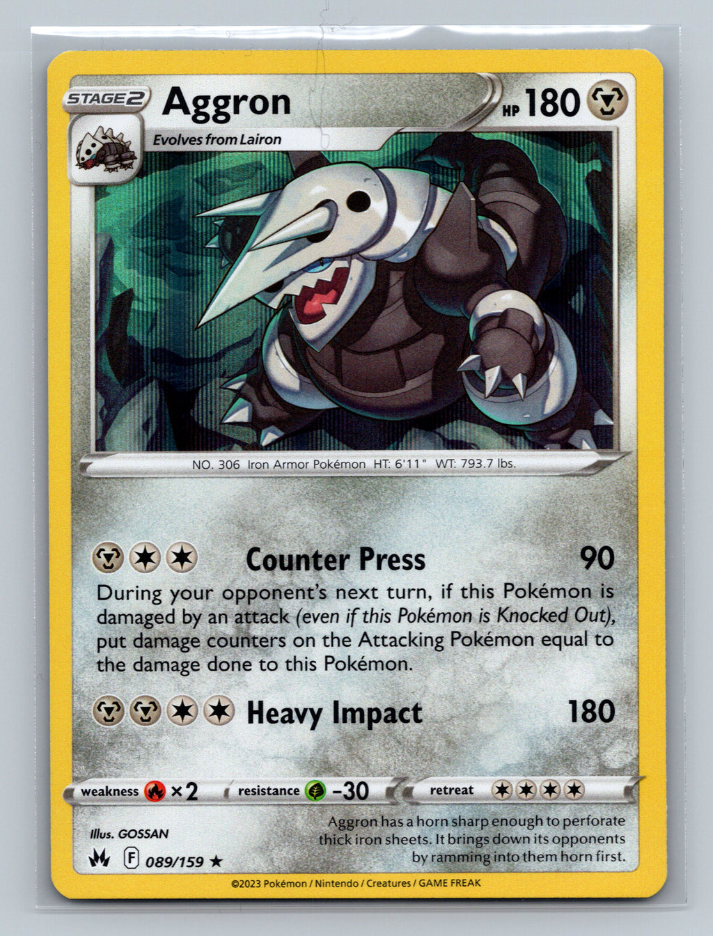 Aggron 089/159 CRZ Pokemon Card English Holofoil Near Mint