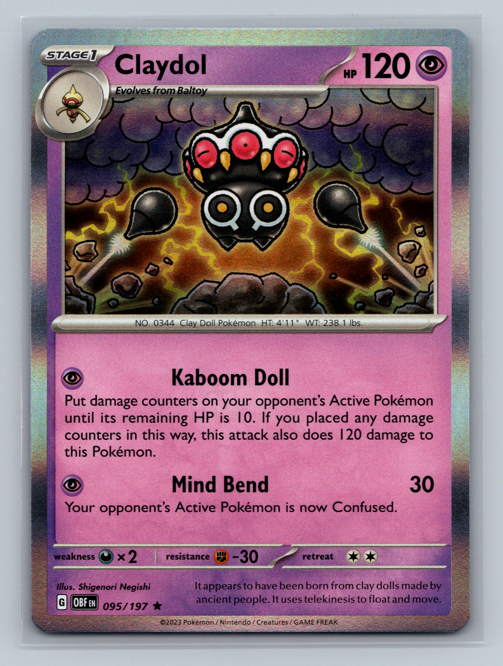 Claydol 095/197 OBF Pokemon Card English Holofoil Near Mint