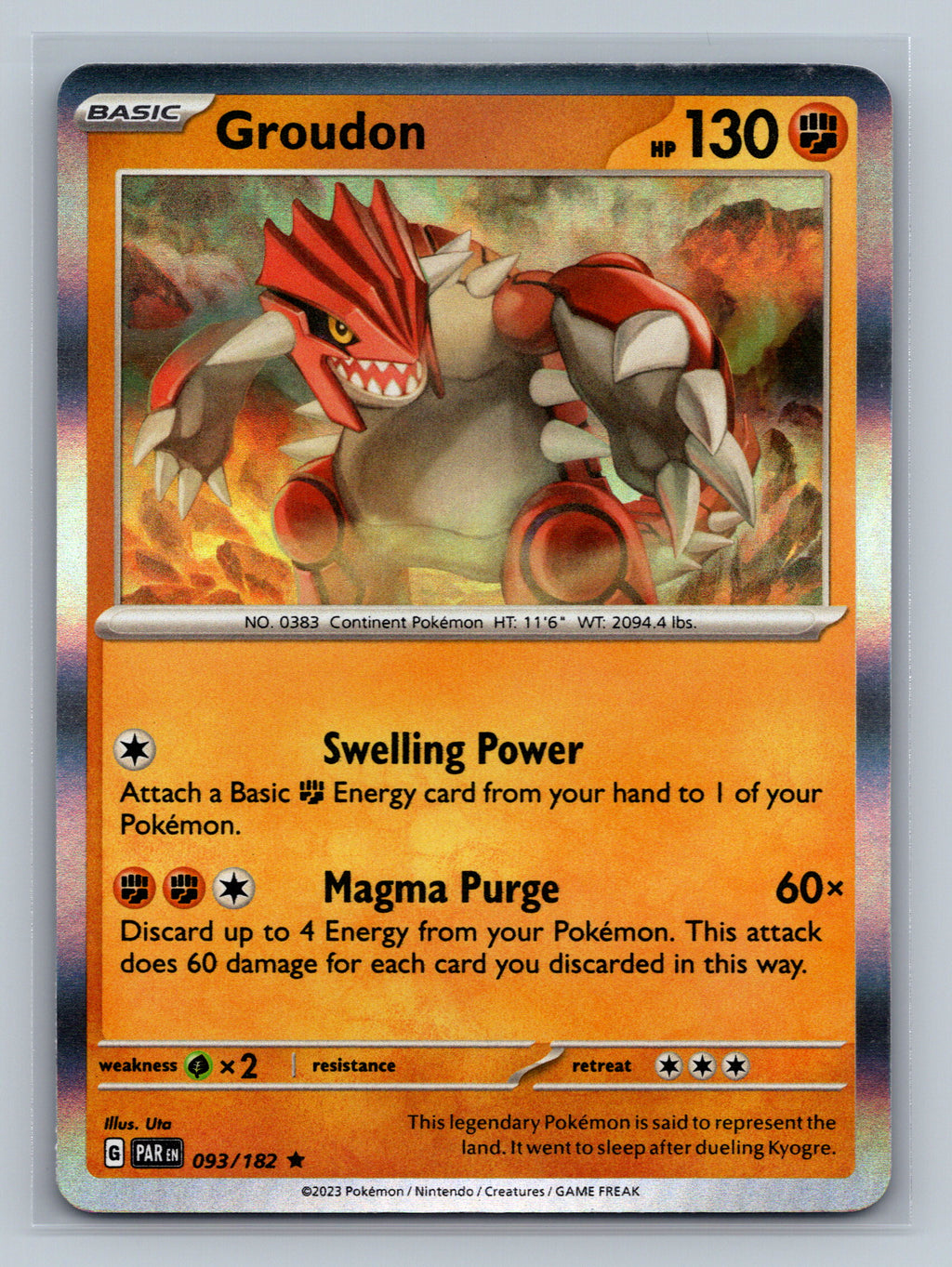 Groudon - 093/182 PAR Pokemon Card English Holofoil Near Mint