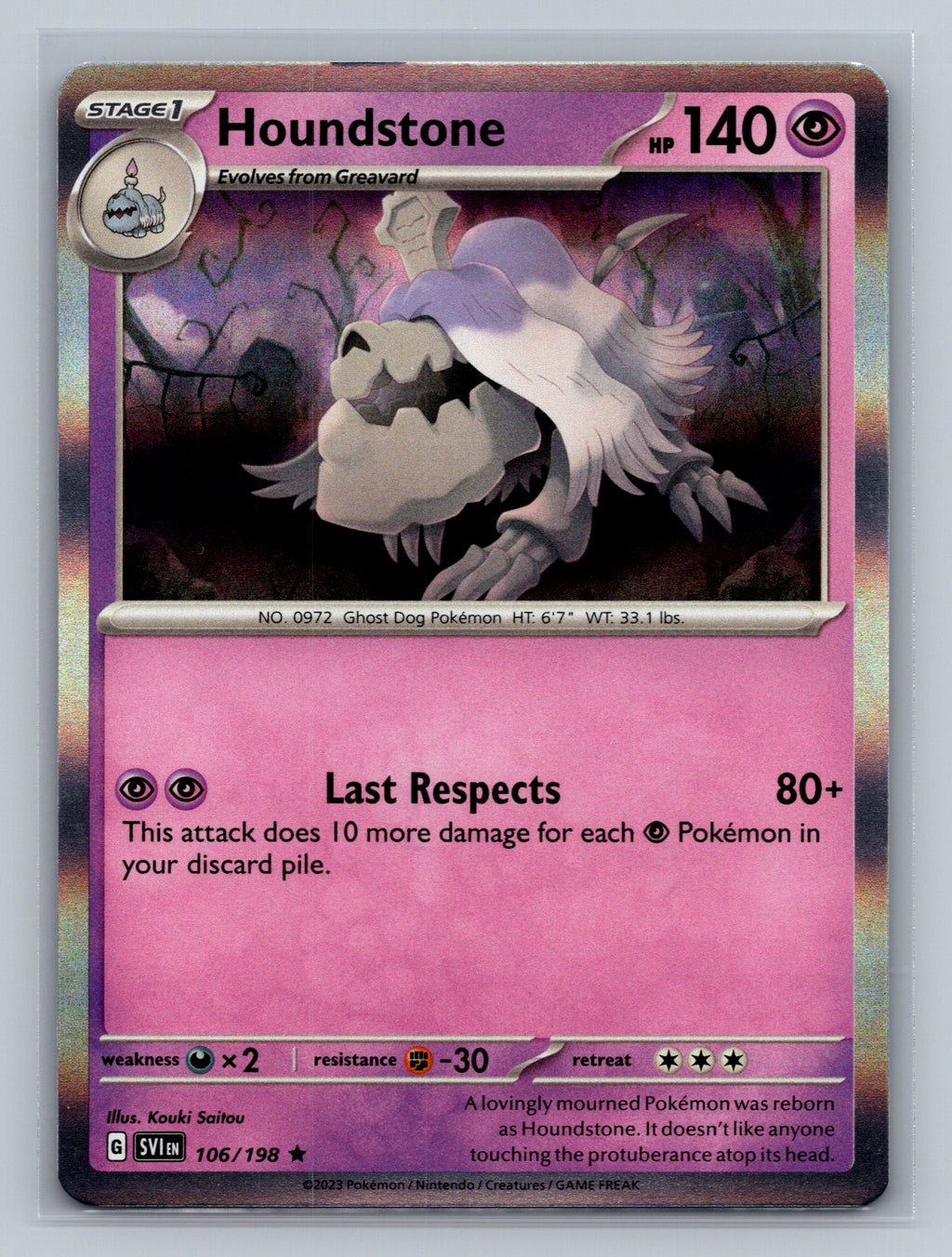Houndstone 106/198 SVI Pokemon Card English Holofoil Near Mint