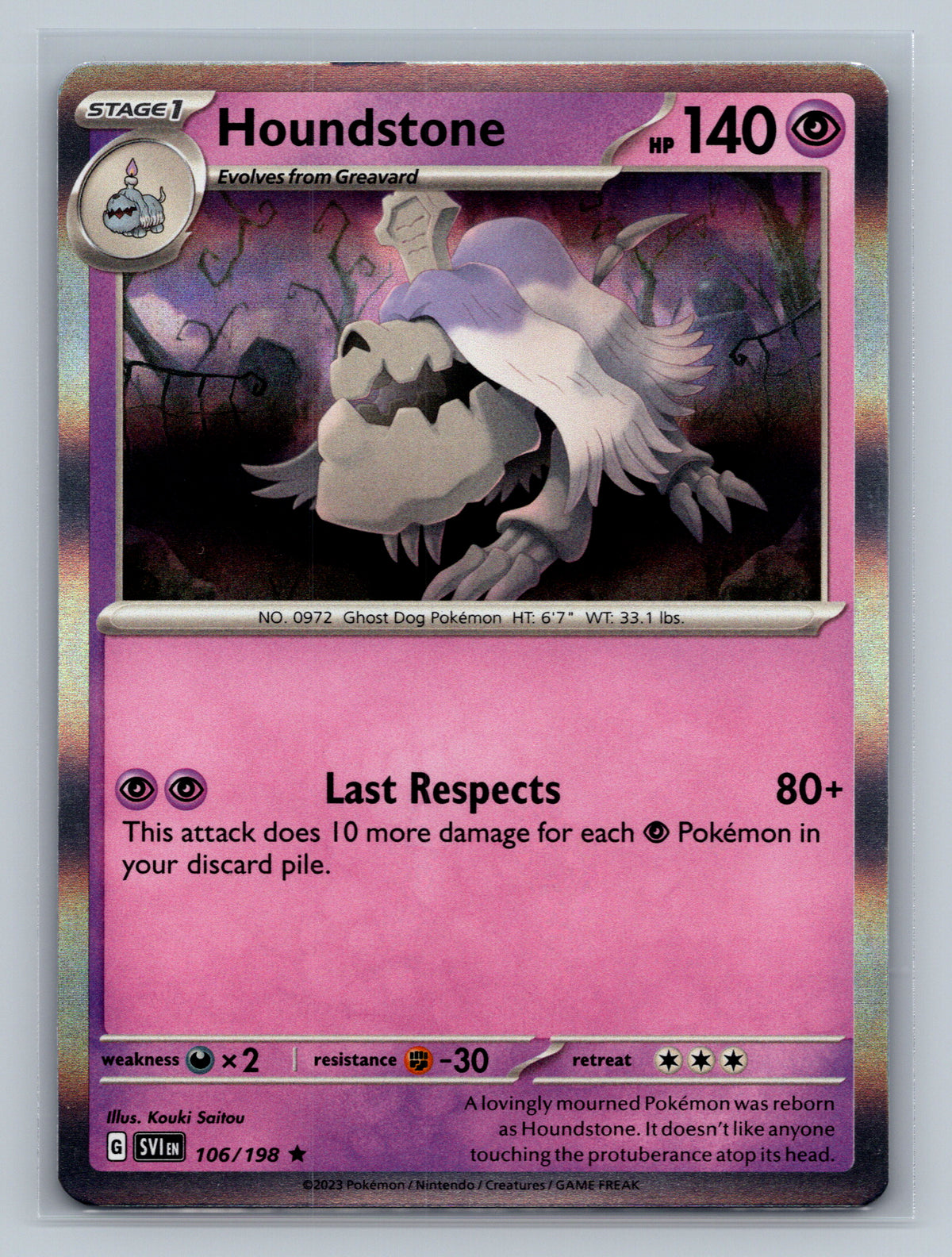 Houndstone 106/198 SVI Pokemon Card English Holofoil Near Mint