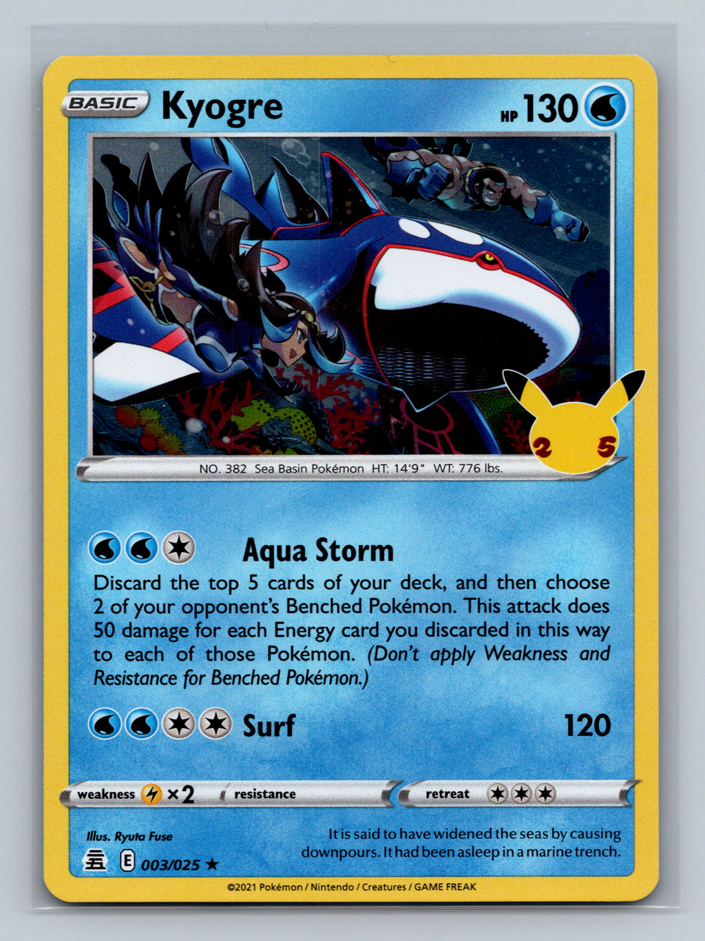Kyogre 003/025 CLB Pokemon Card English Holofoil Near Mint