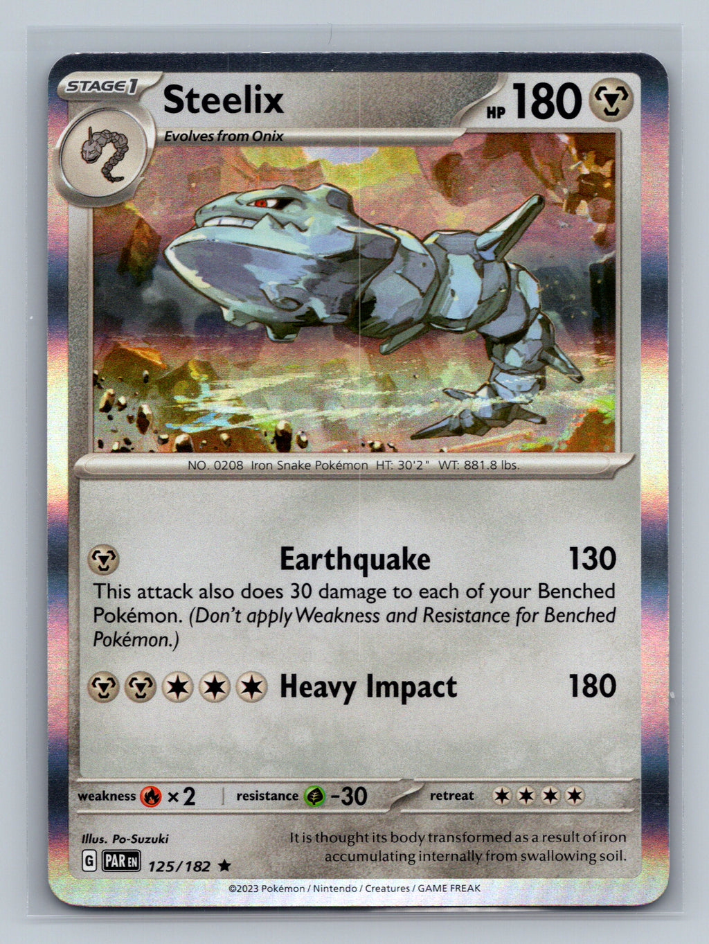Steelix - 125/182 PAR Pokemon Card English Holofoil Near Mint