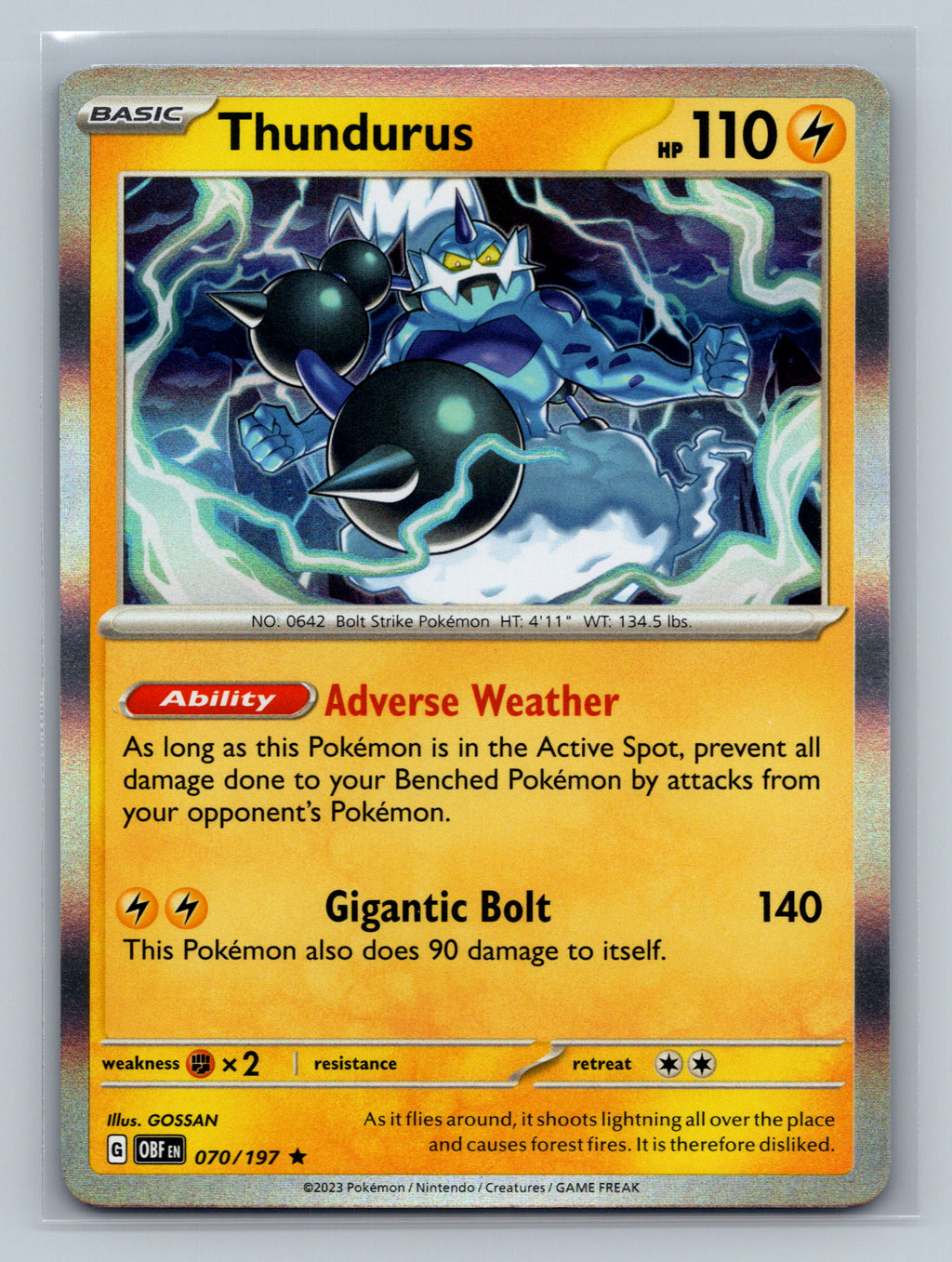 Thundurus 070/197 OBF Pokemon Card English Holofoil Near Mint