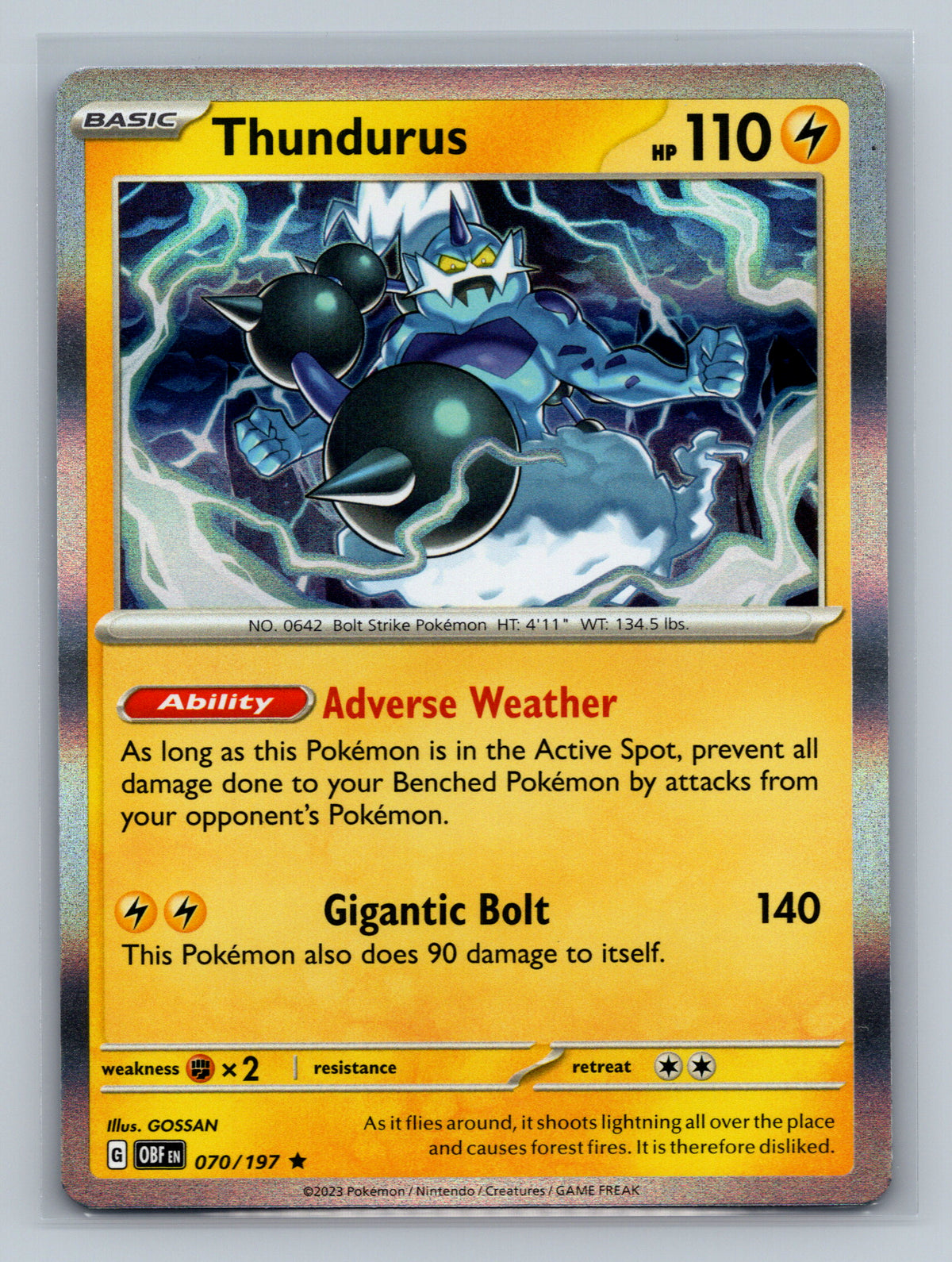 Thundurus 070/197 OBF Pokemon Card English Holofoil Near Mint