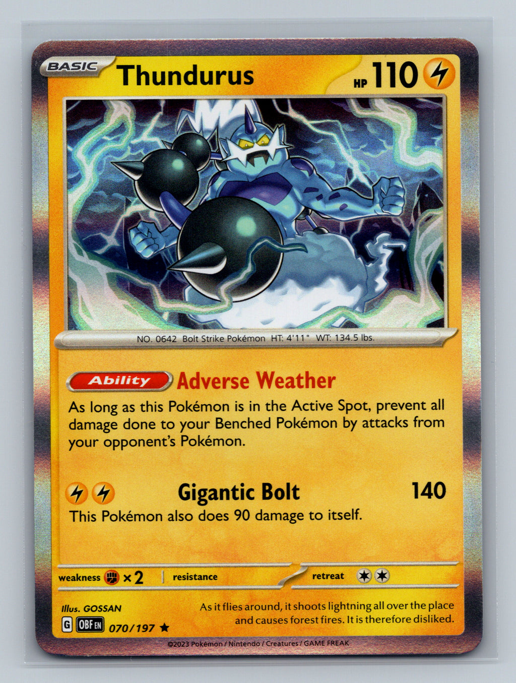Thundurus 070/197 OBF Pokemon Card English Holofoil Near Mint