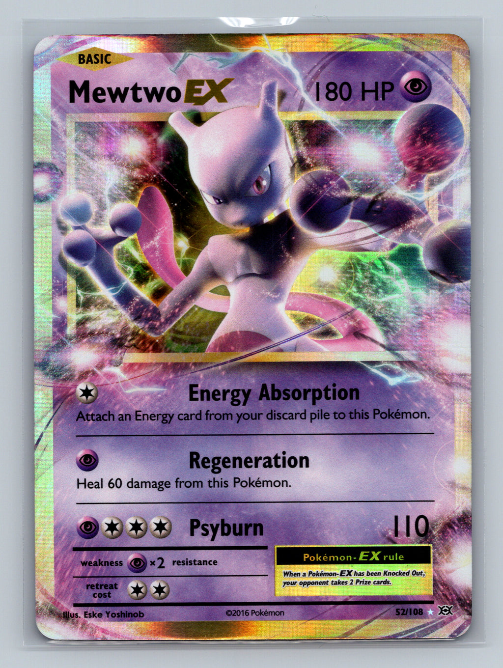 Mewtwo EX 52/108 EVO Pokemon Card English Holofoil Lightly Played