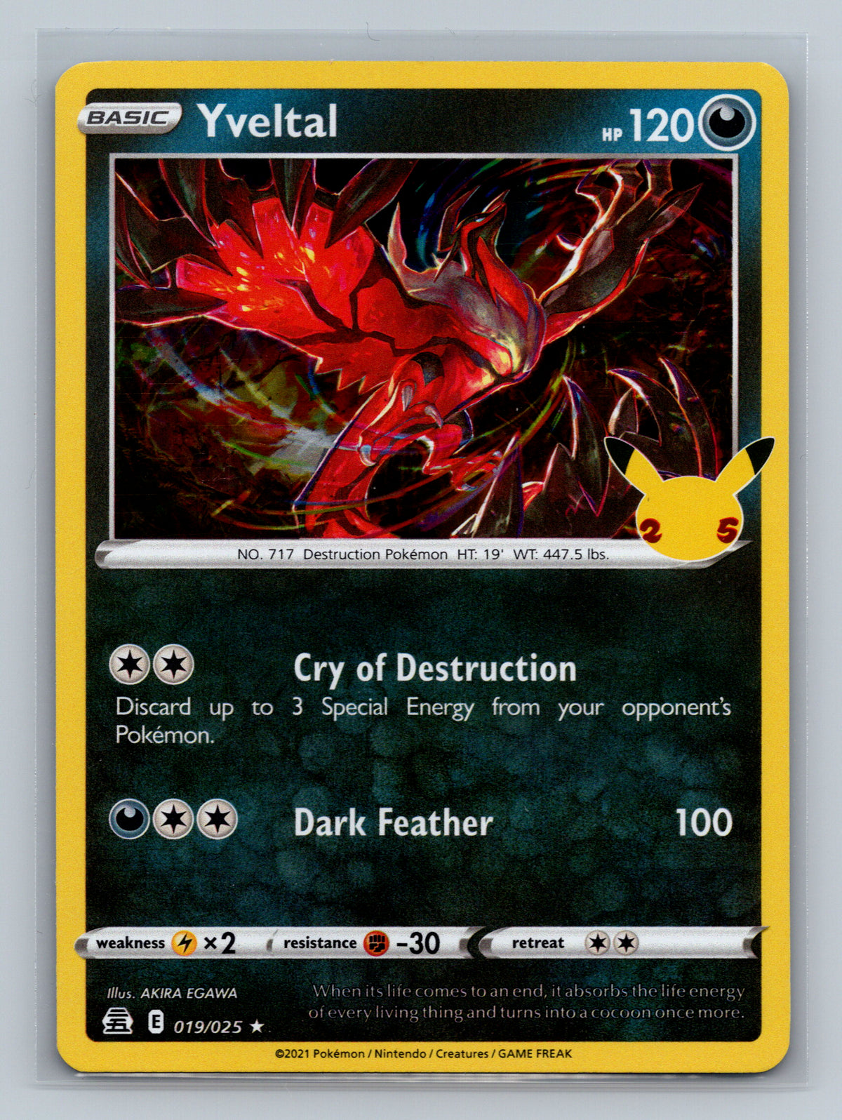 Yveltal 019/025 CLB Pokemon Card English Holofoil Near Mint