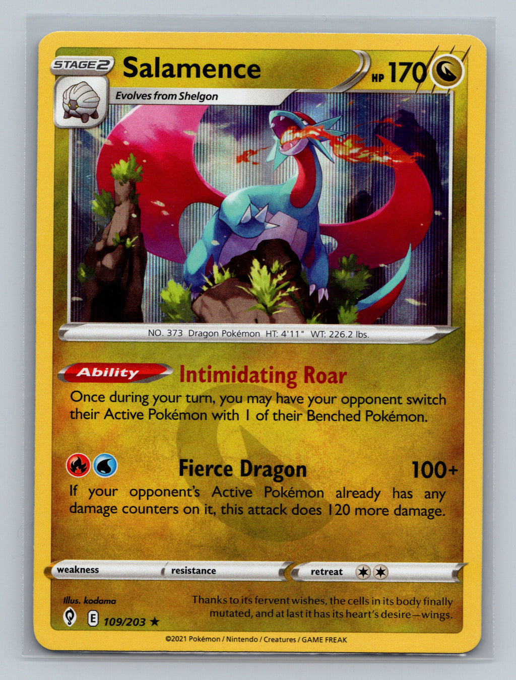 Salamence 109/203 SWSH07 Pokemon Card English Holofoil Near Mint