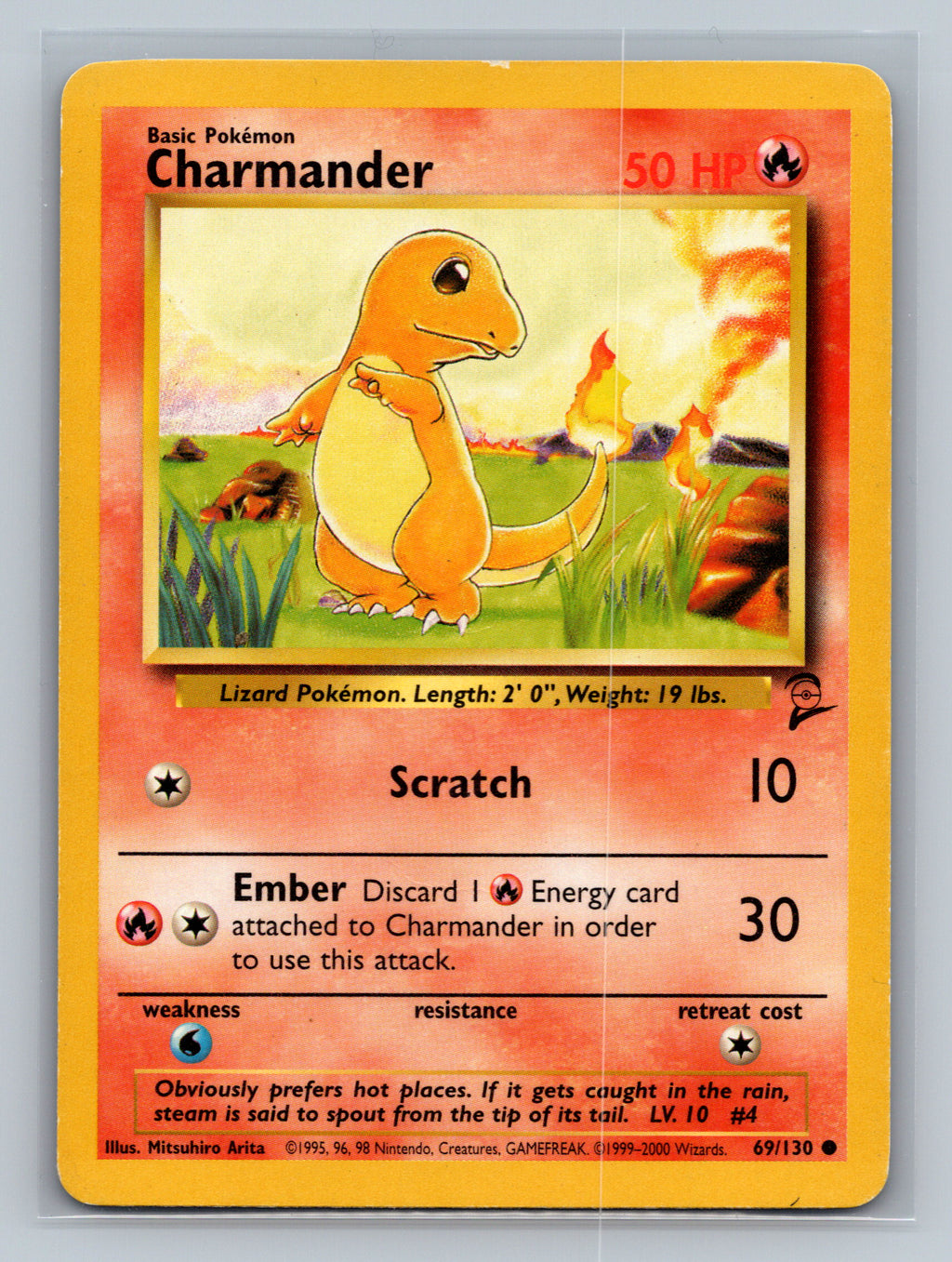 Charmander 69/130 BS2 Pokemon Card English Normal Moderately Played