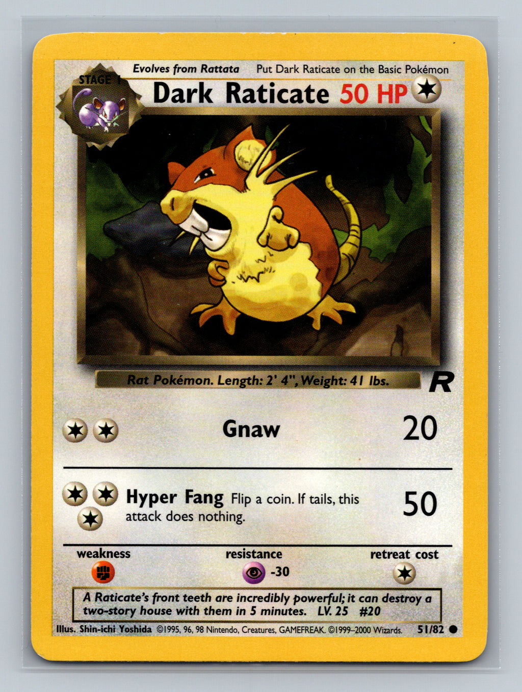 Dark Raticate 51/82 TR Pokemon Card English Unlimited Lightly Played