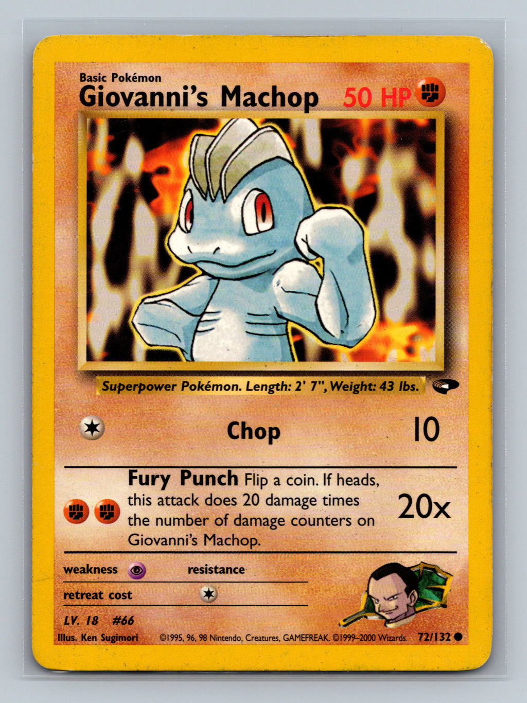 Giovanni's Machop 072/132 G2 Pokemon Card English Unlimited Lightly Played