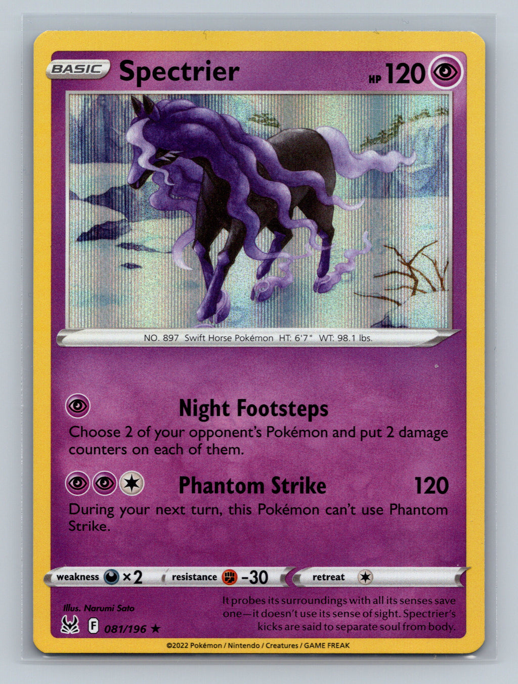 Spectrier 081/196 SWSH11 Pokemon Card English Holofoil Near Mint