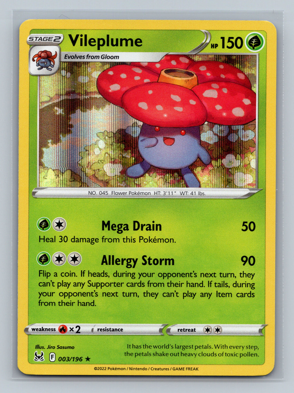 Vileplume 003/196 SWSH11 Pokemon Card English Holofoil Near Mint