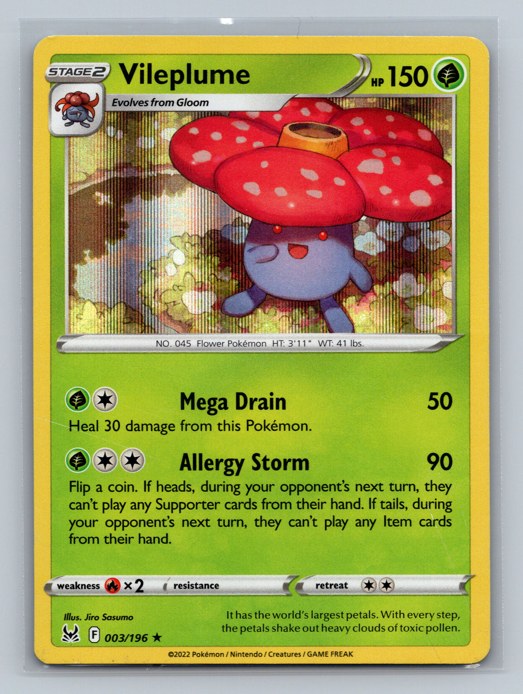 Vileplume 003/196 SWSH11 Pokemon Card English Holofoil Near Mint