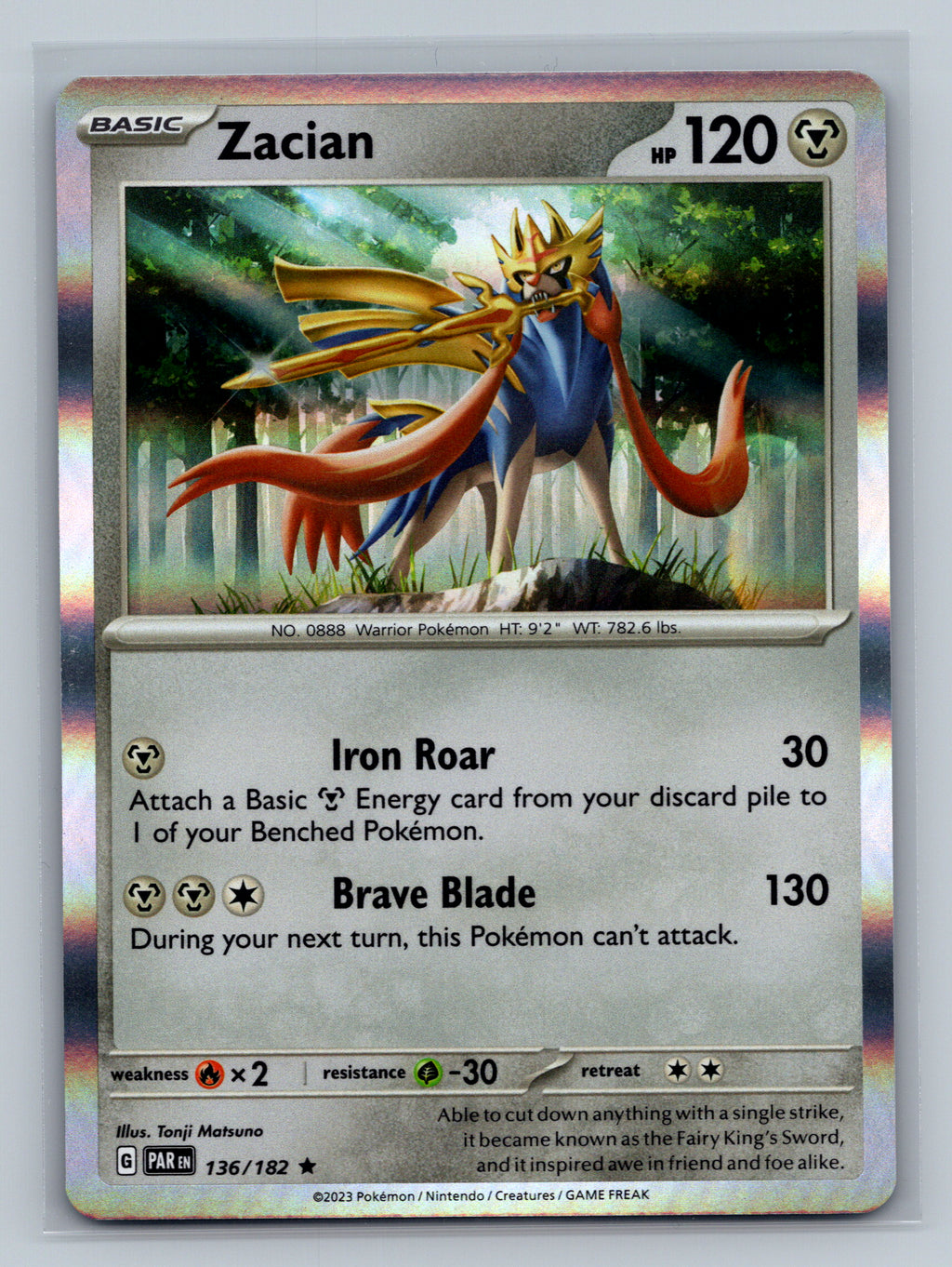 Zacian 136/182 PAR Pokemon Card English Holofoil Near Mint