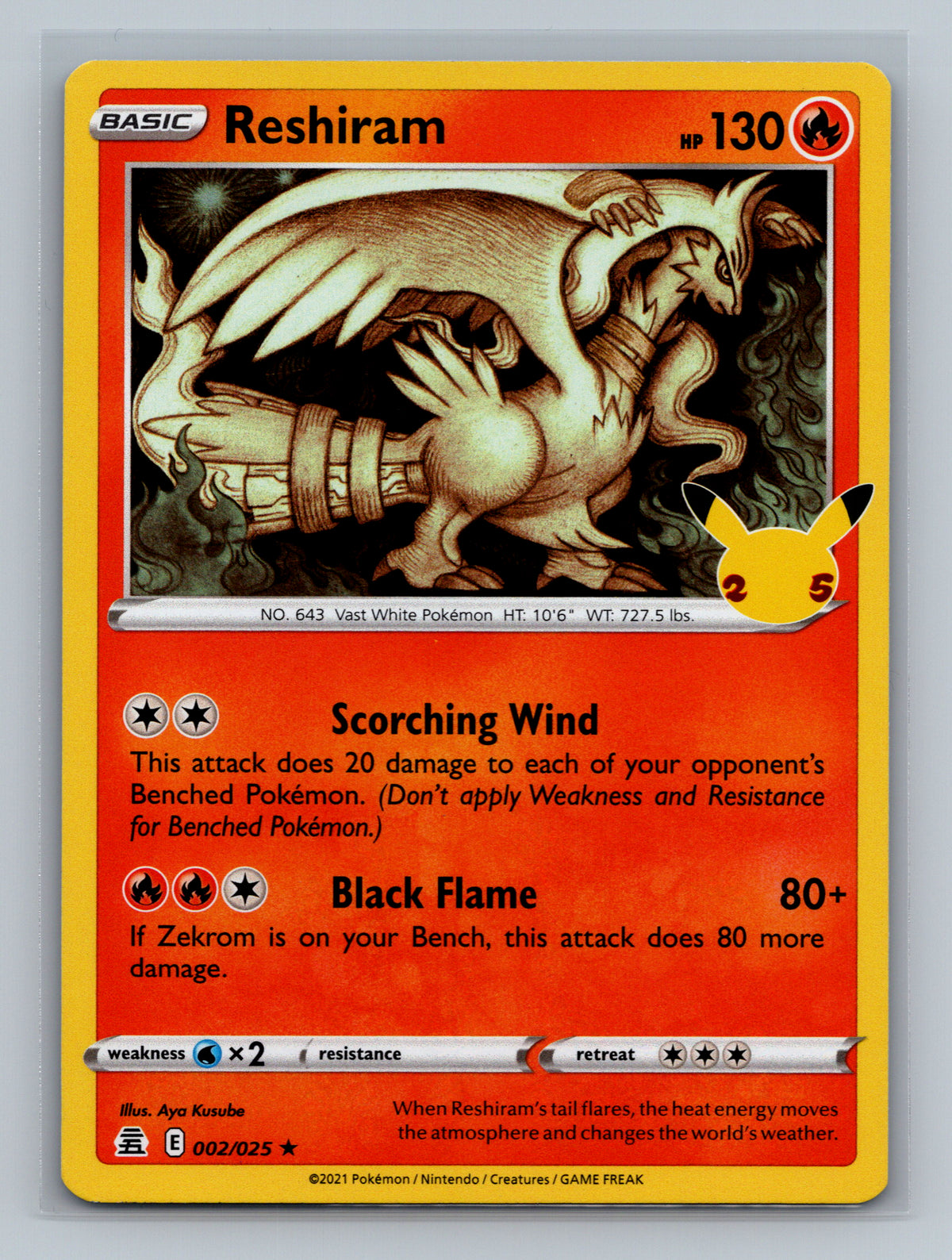 Reshiram 002/025 CLB Pokemon Card English Holofoil Near Mint