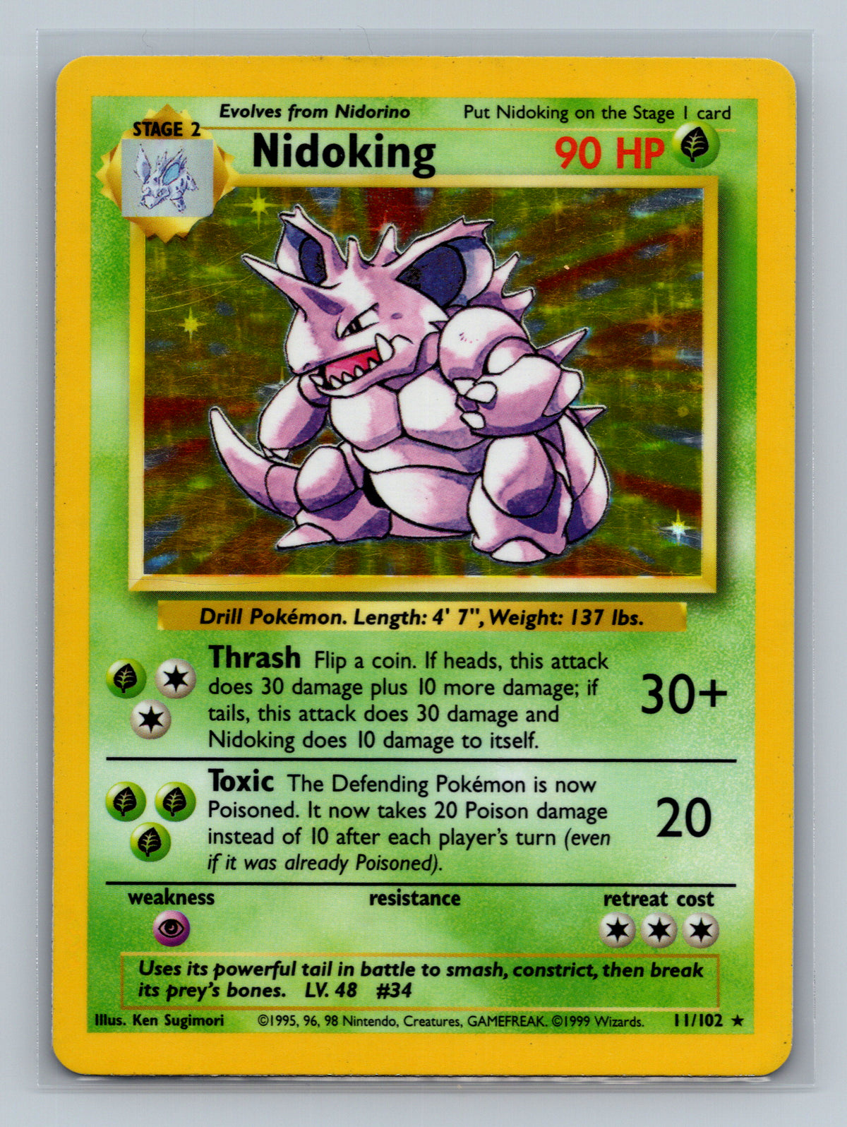 Nidoking 011/102 BS Pokemon Card English Holofoil Moderately Played