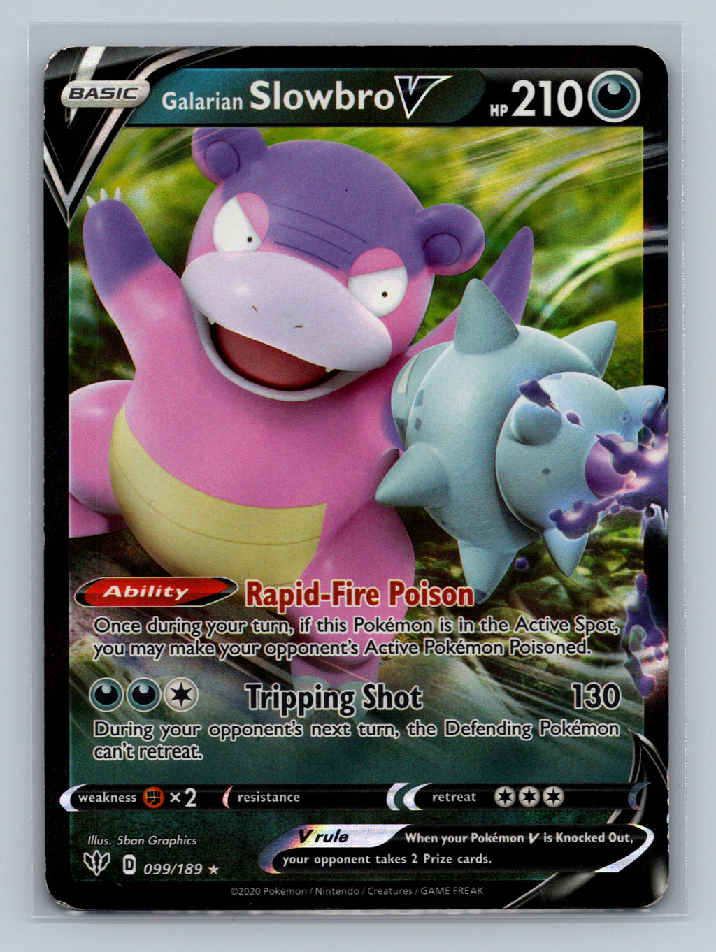 Galarian Slowbro V 099/189 SWSH03 Pokemon Card English Holofoil Lightly Played