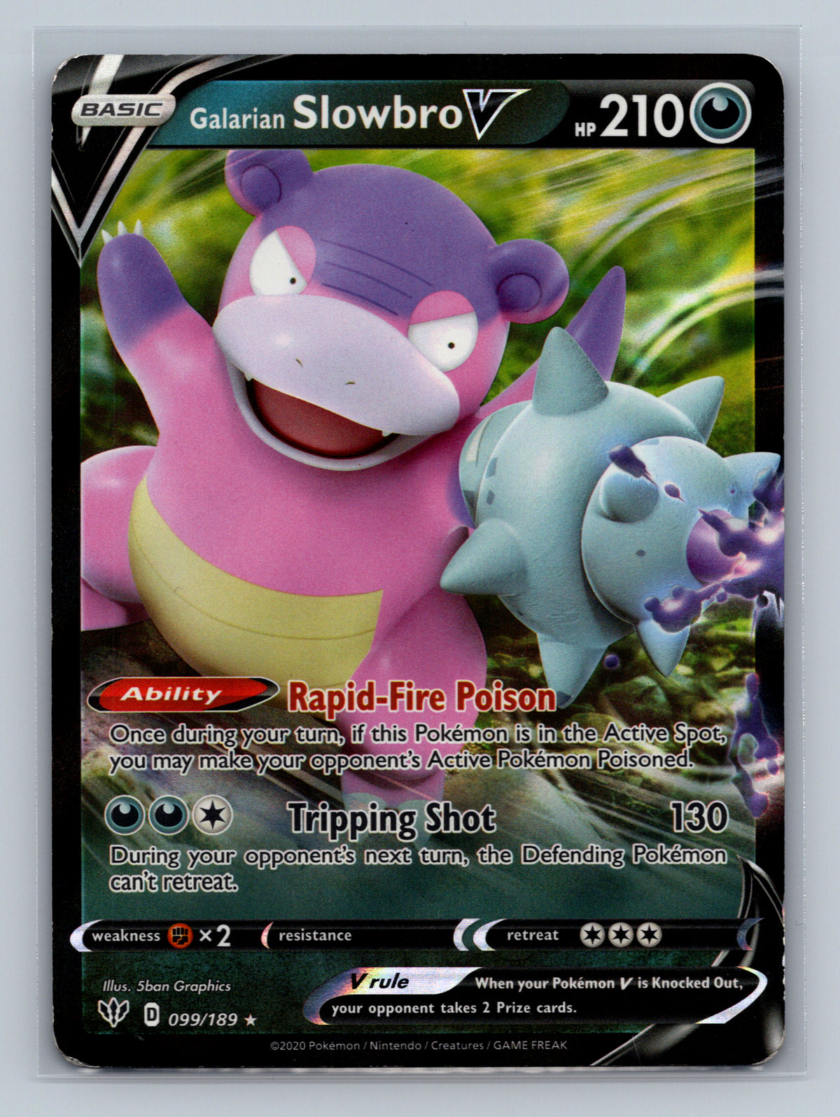 Galarian Slowbro V 099/189 SWSH03 Pokemon Card English Holofoil Lightly Played