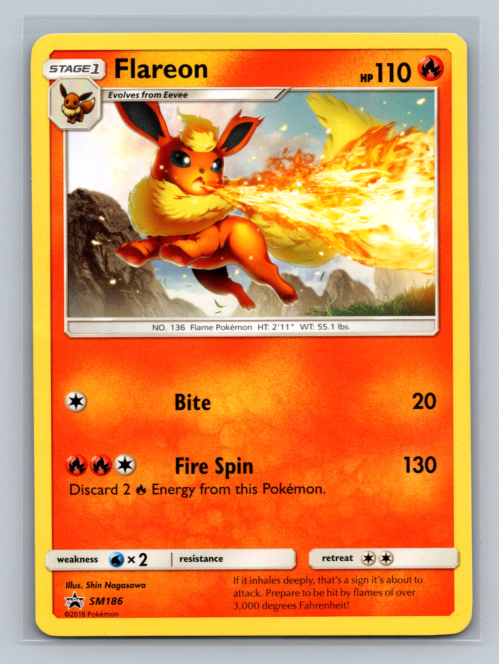 Flareon - SM186 (Let's Play, Eevee!) SM186 SMP Pokemon Card English Normal Moderately Played