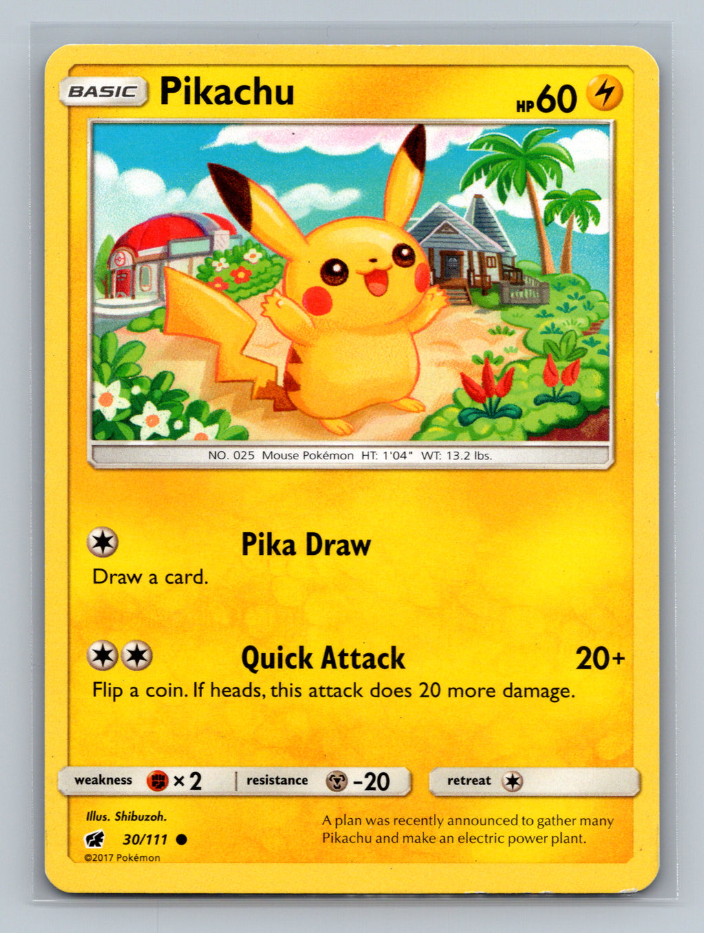 Pikachu 30/111 SM04 Pokemon Card English Normal Moderately Played