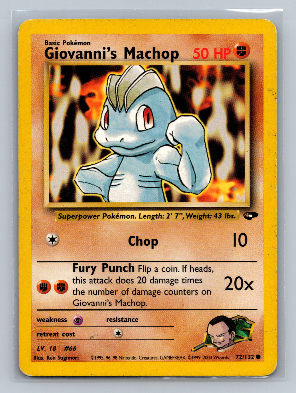 Giovanni's Machop 072/132 G2 Pokemon Card English Unlimited Moderately Played
