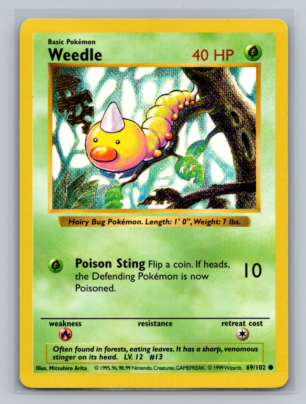 Weedle 69/102 BSS Pokemon Card English Unlimited Lightly Played