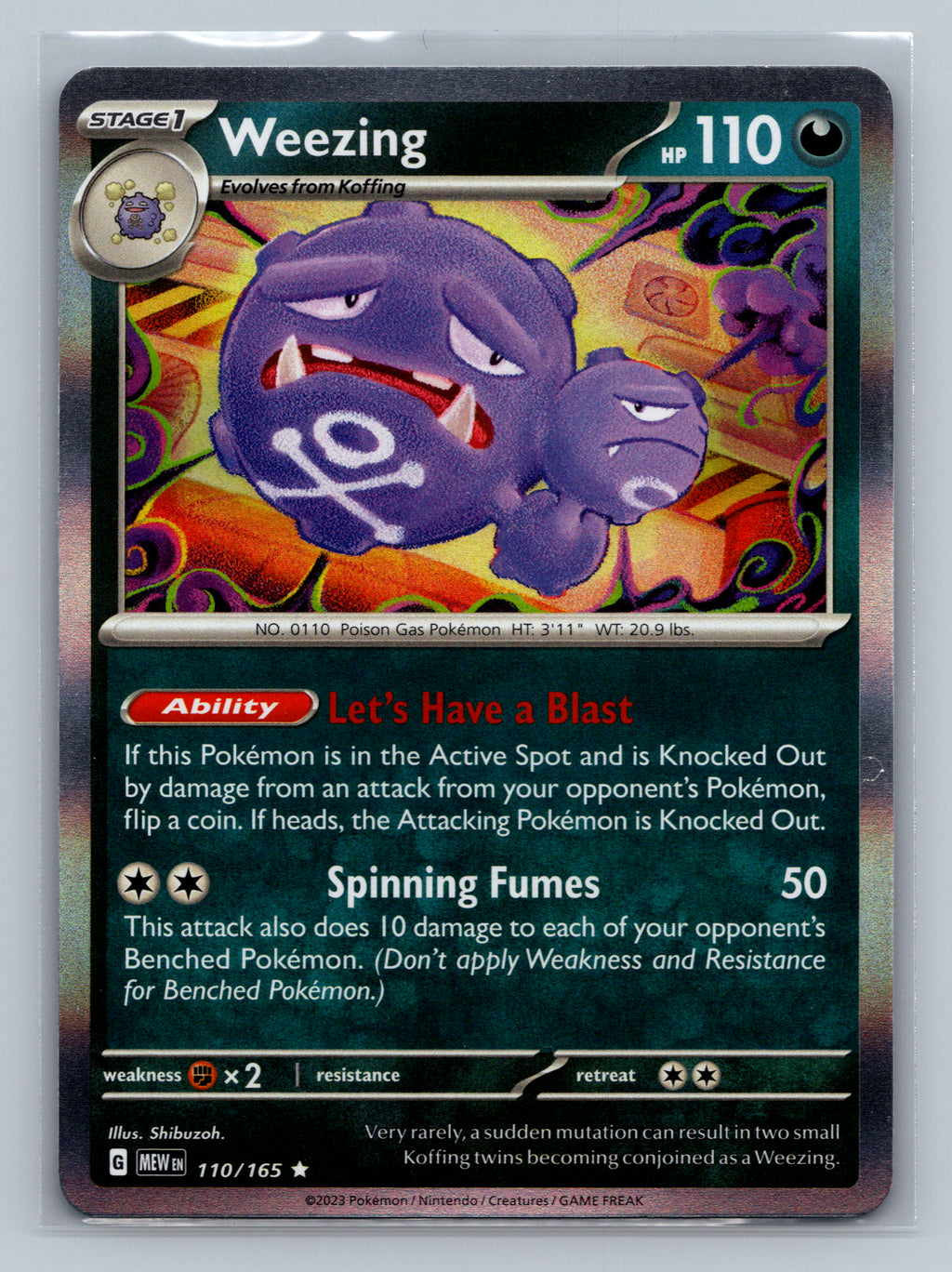 Weezing 110/165 MEW Pokemon Card English Reverse Holofoil Near Mint