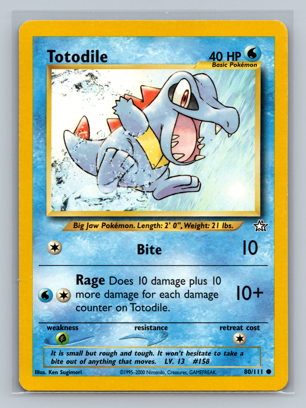 Totodile (80) 80/111 N1 Pokemon Card English Unlimited Lightly Played