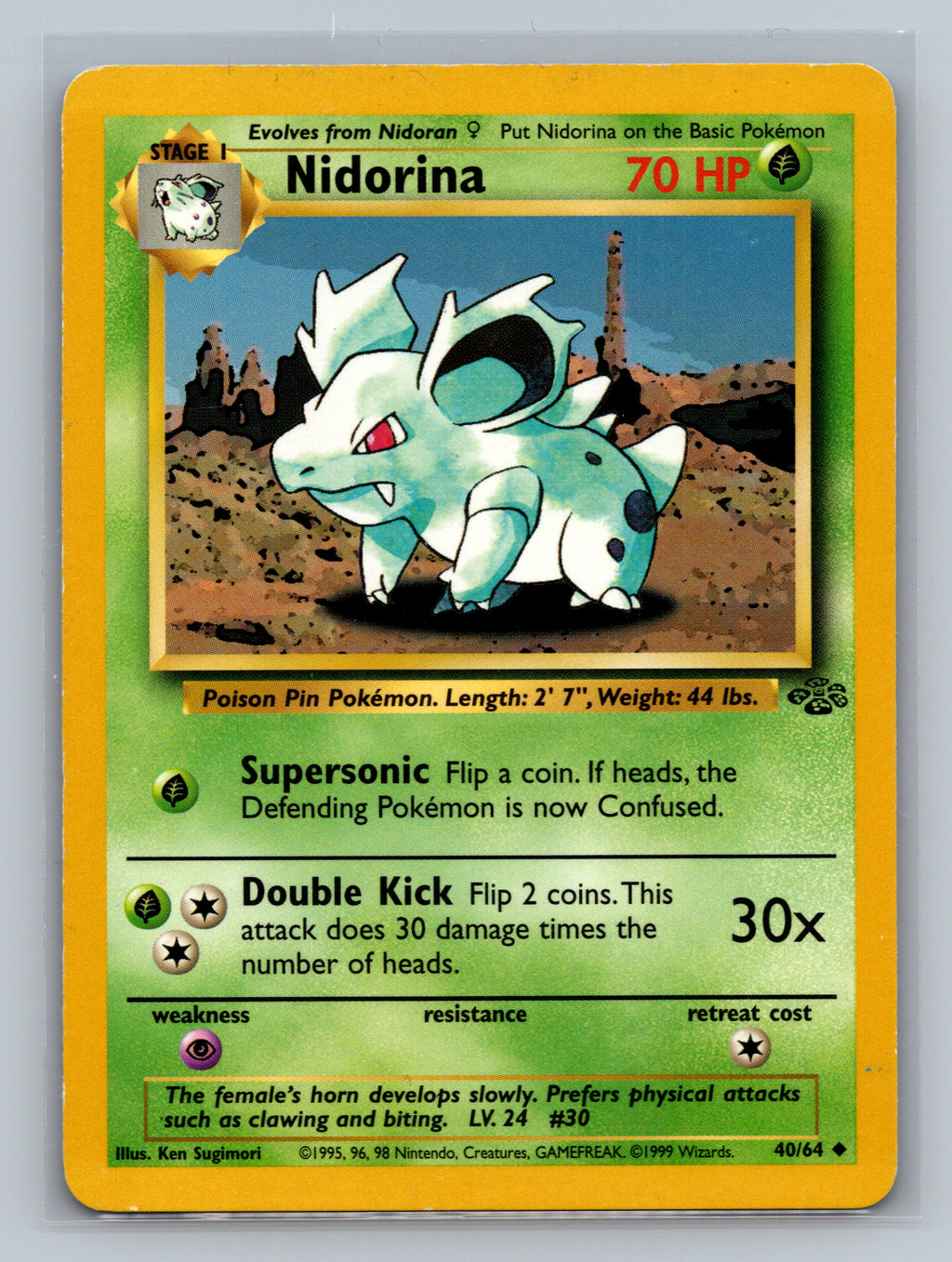 Nidorina 40/64 JU Pokemon Card English Unlimited Moderately Played
