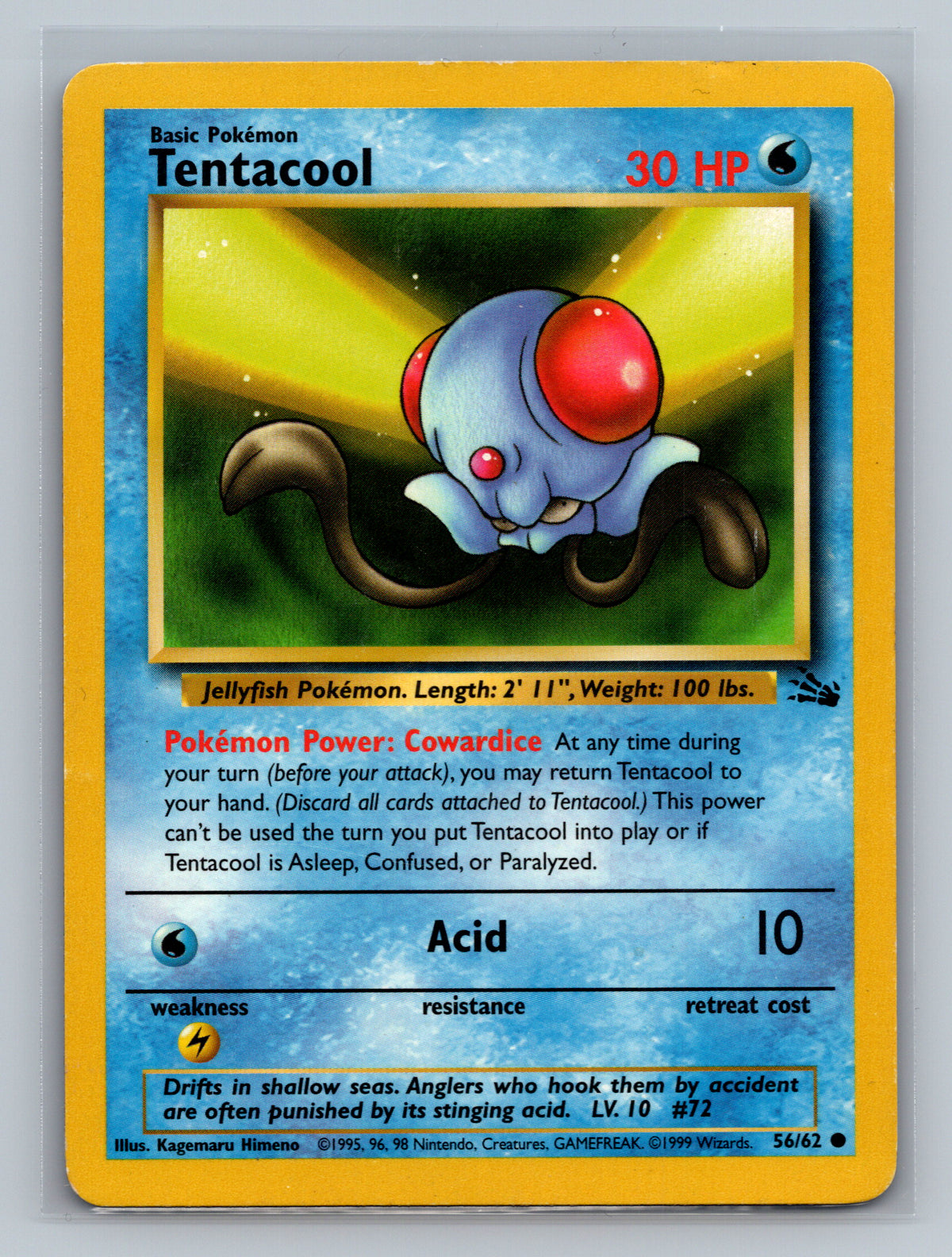 Tentacool 56/62 FO Pokemon Card English Unlimited Moderately Played