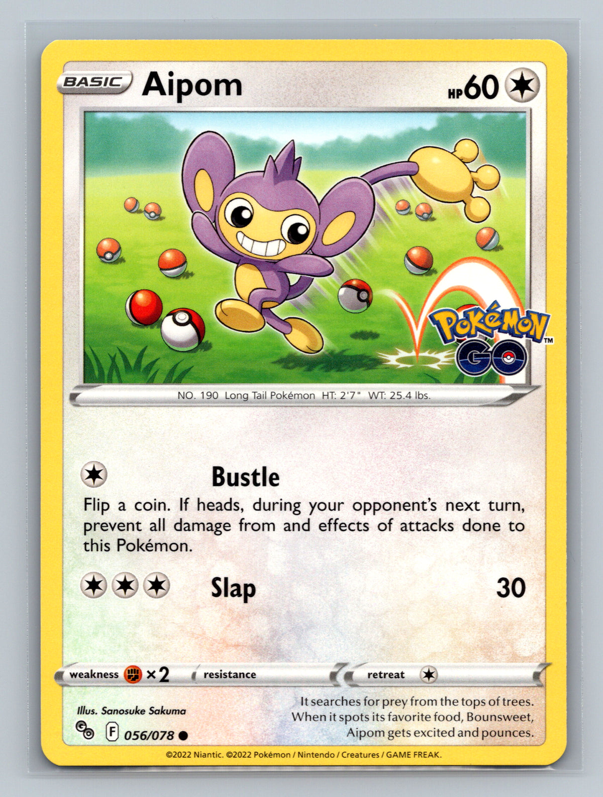 Aipom 056/078 PGO Pokemon Card English Normal Near Mint