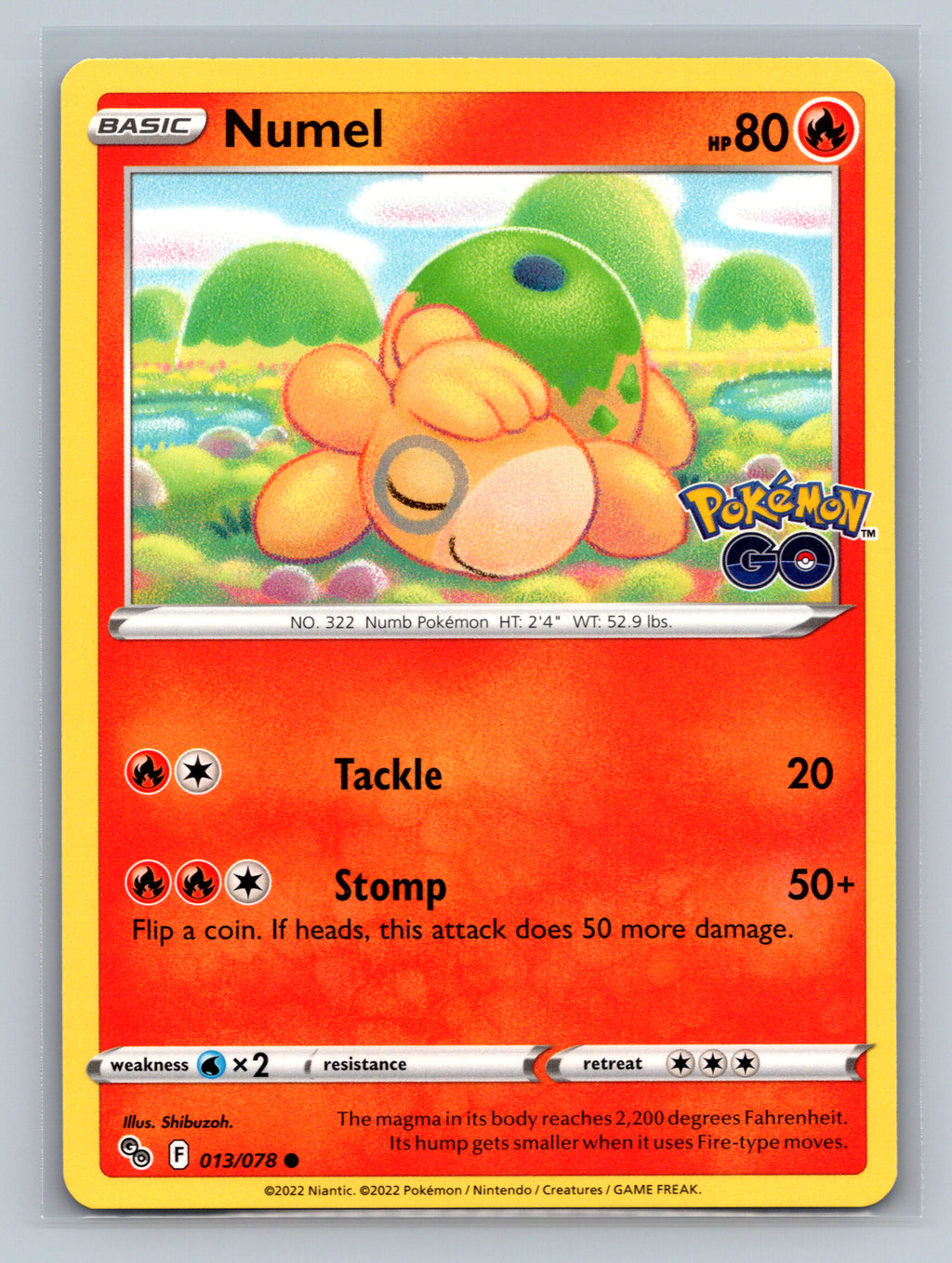 Numel 013/078 PGO Pokemon Card English Normal Near Mint