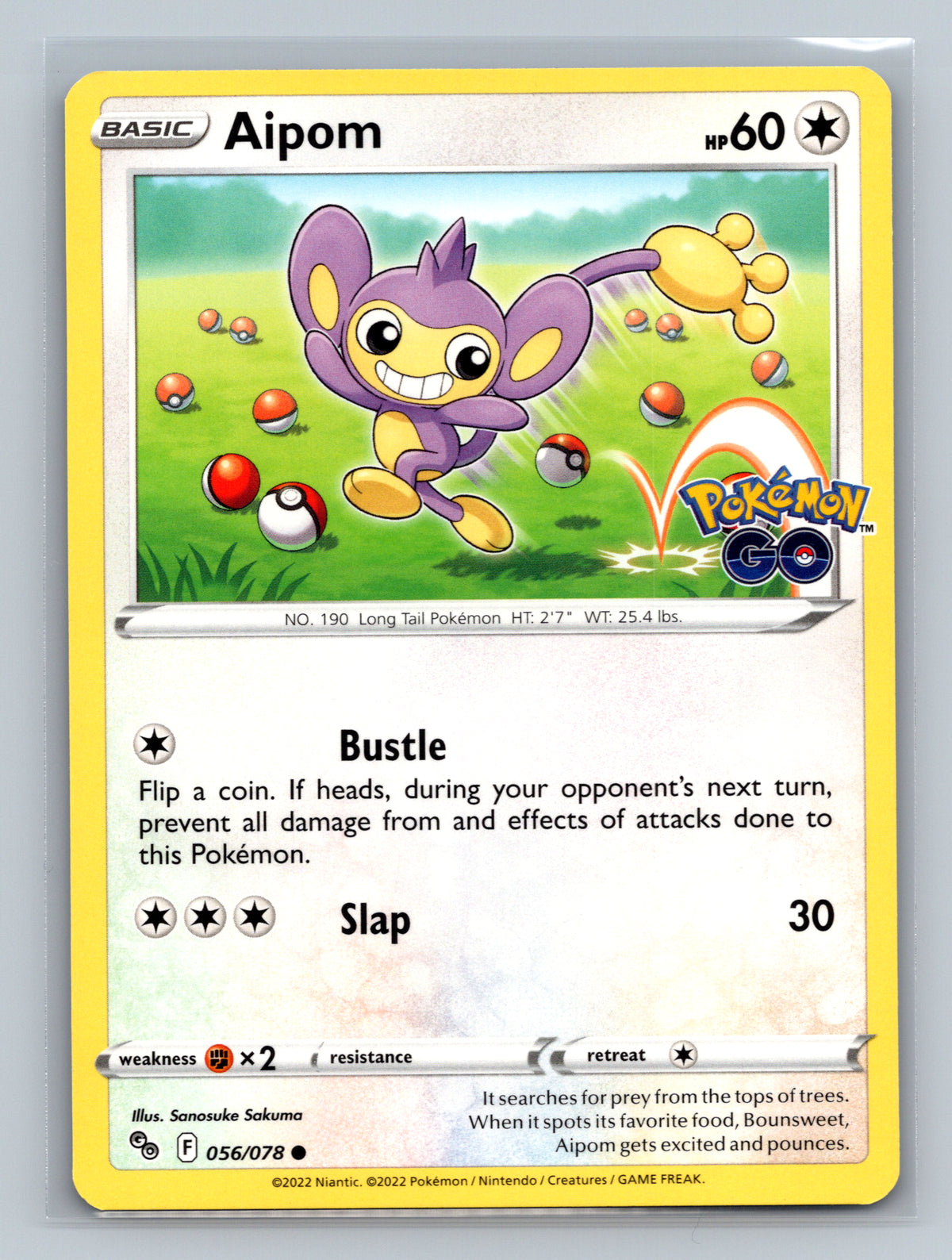 Aipom 056/078 PGO Pokemon Card English Normal Near Mint