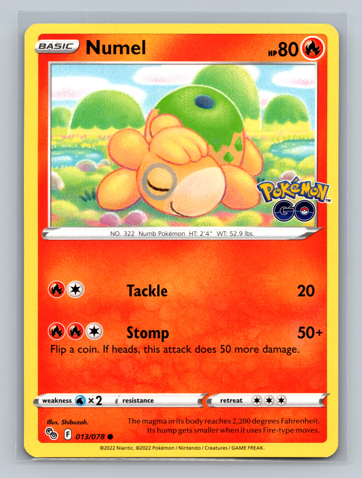 Numel 013/078 PGO Pokemon Card English Normal Near Mint
