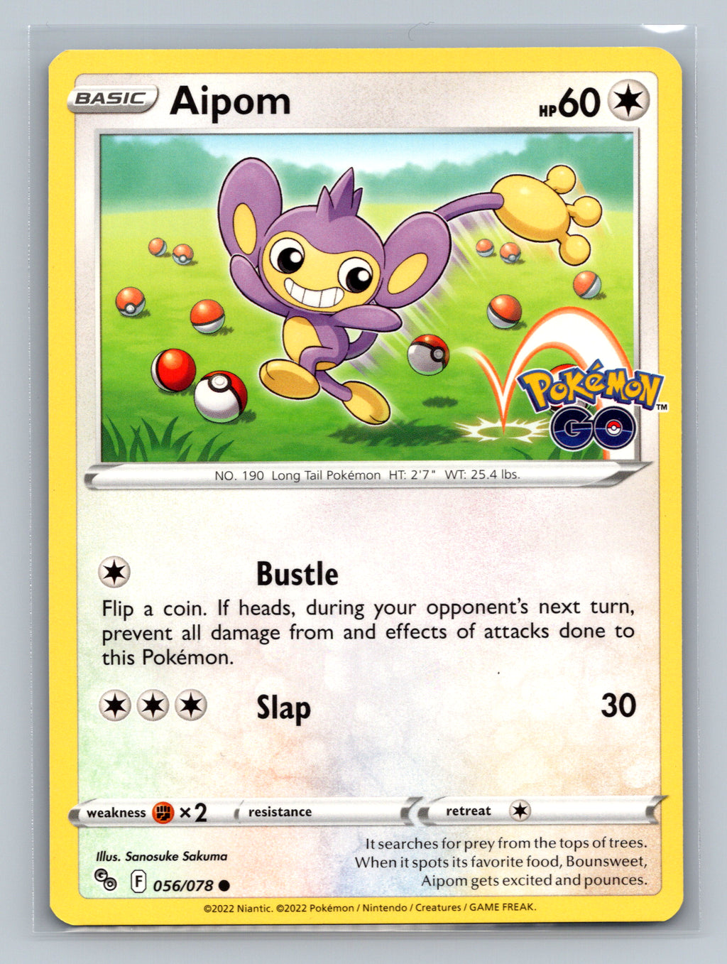 Aipom 056/078 PGO Pokemon Card English Normal Near Mint