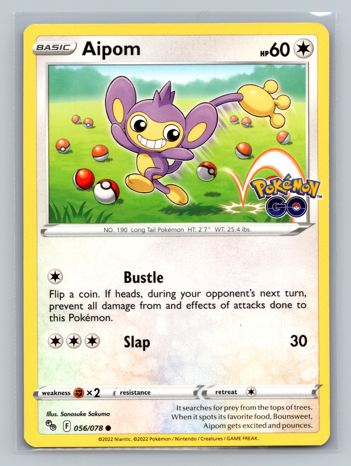 Aipom 056/078 PGO Pokemon Card English Normal Near Mint