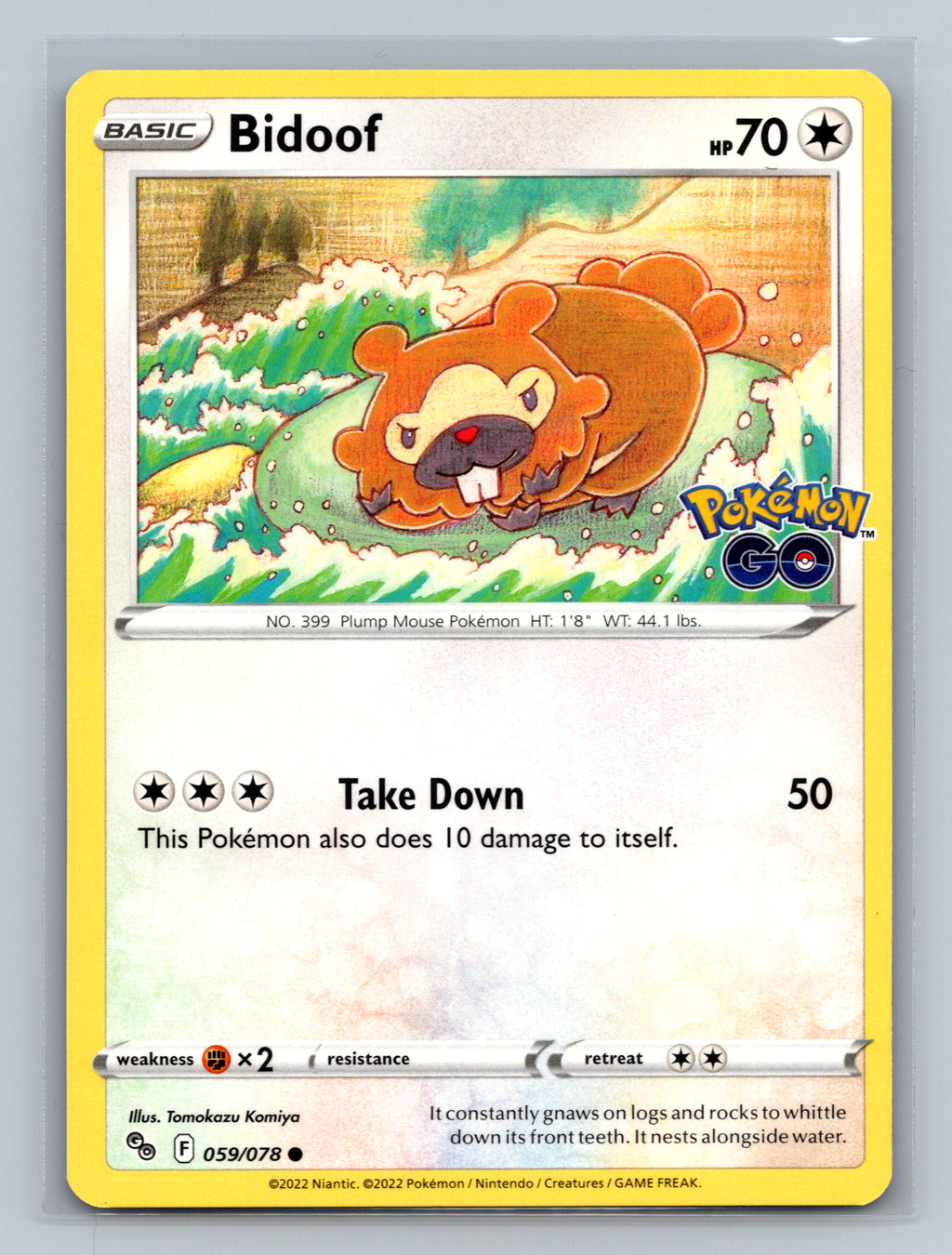 Bidoof 059/078 PGO Pokemon Card English Normal Near Mint